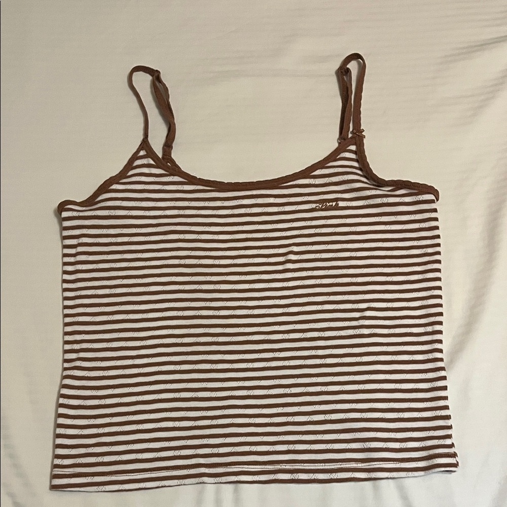 PINK Victoria's Secret Brown and White Striped Camisole